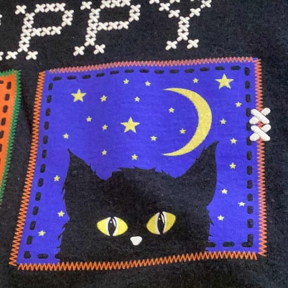 Halloween Flair T shirt Top Black sz 16/18 XL Glitter Sparkle Ghost Pumpkin Cat - Picture 4 of 13